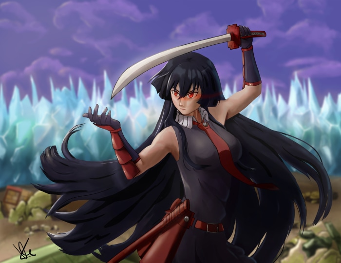 Akame from Akame Ga Kill! with sword