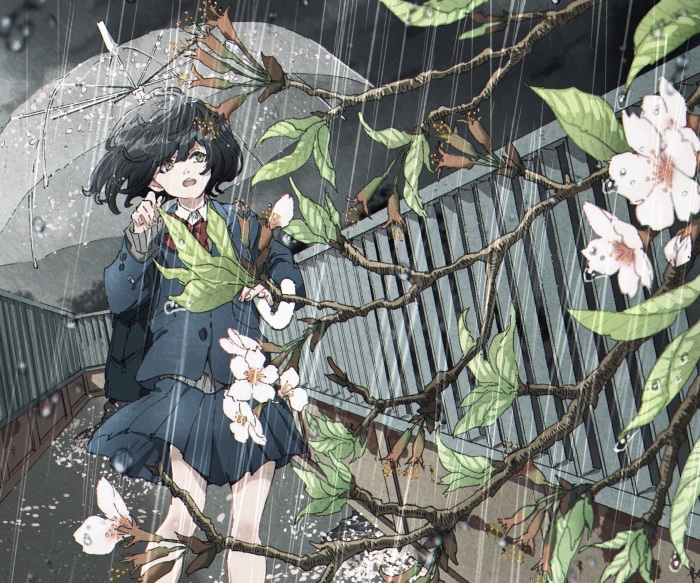 Girl with umbrella in the rain