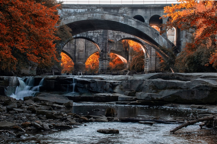Berea Falls in Autumn with Bridge