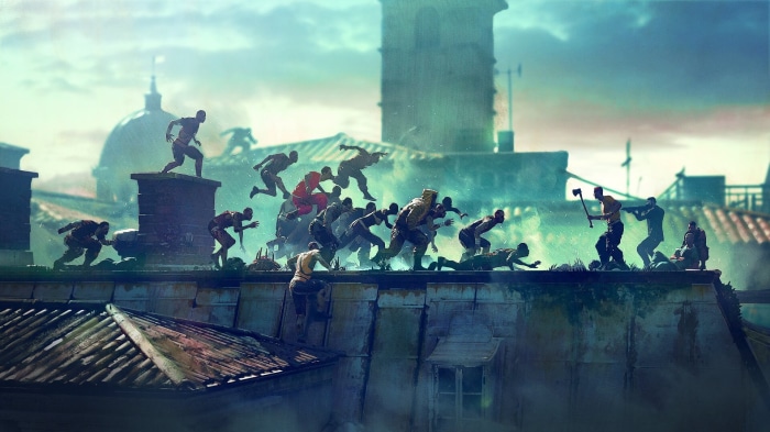 Dying Light characters running on rooftops