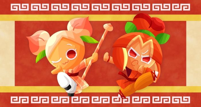Plum Cookie and Peach Cookie from Cookie Run: OvenBreak