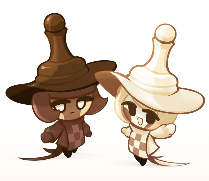 Pawn Black Cookie and Pawn White Cookie from Cookie Run