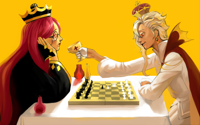Vampire Cookie and Alchemist Cookie playing chess