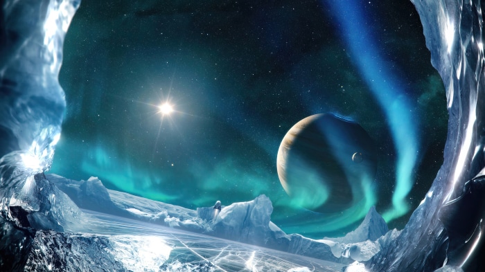 Sci Fi Aurora Borealis Landscape
