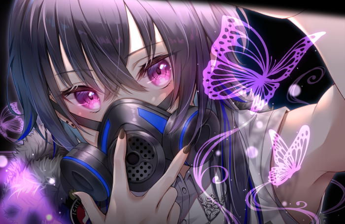 Ichinose Uruha from VSPO! wearing a gas mask