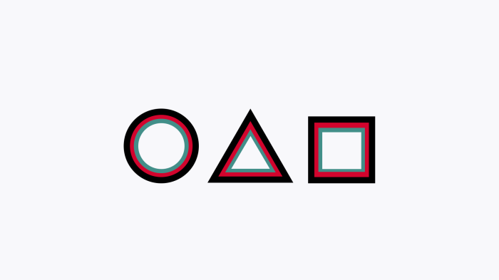 Squid Game symbols: circle, triangle, square