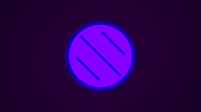 Neon purple circle with diagonal lines