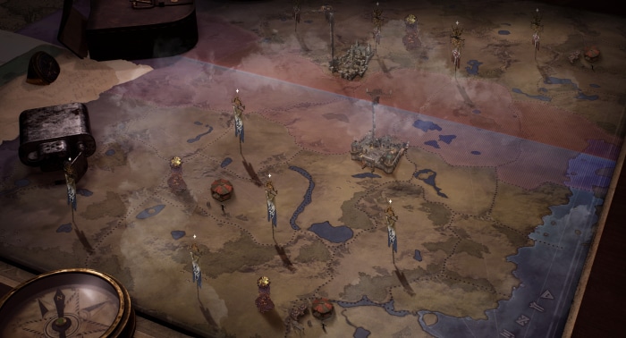 Map of Elyon with settlements and banners