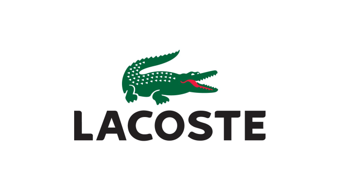Lacoste logo with green crocodile and text