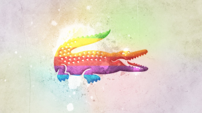 Lacoste logo with rainbow colors