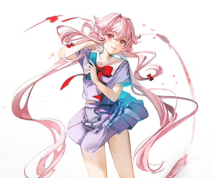 Yuno Gasai from Mirai Nikki in school uniform