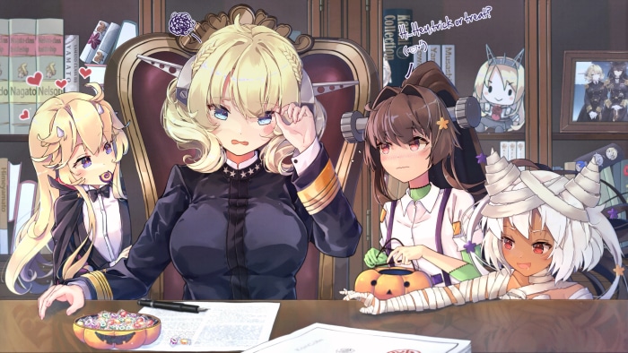 Kantai Collection characters celebrating Halloween