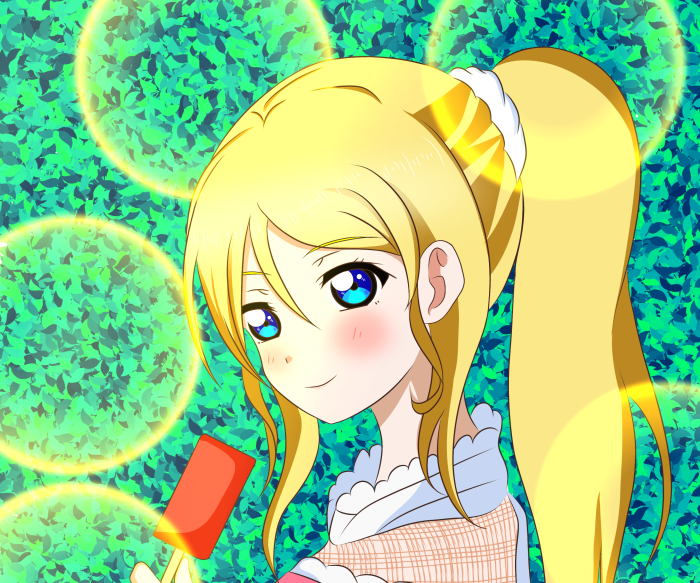 Eri Ayase from Love Live! holding a popsicle