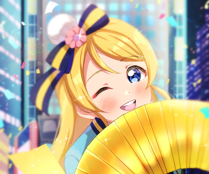 Eri Ayase from Love Live! with a fan