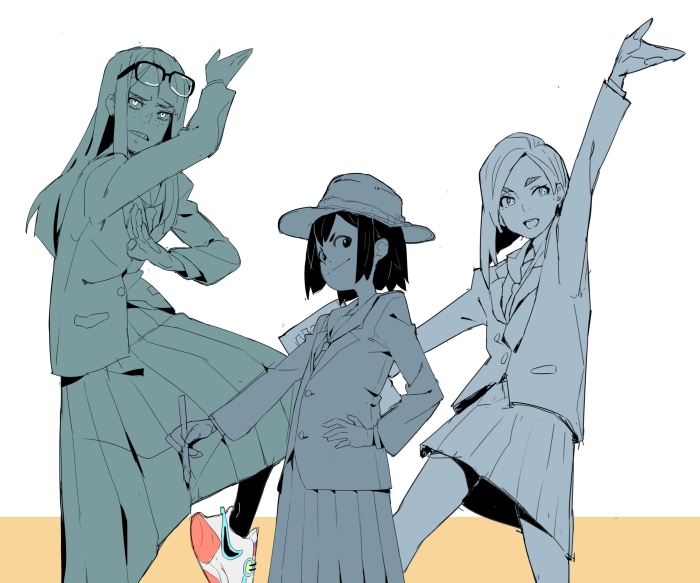 Midori Asakusa, Sayaka Kanamori, and Tsubame Mizusaki from Eizouken