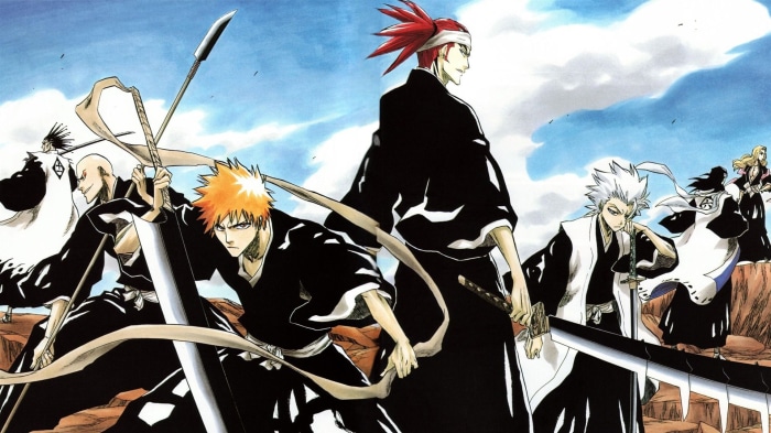 Bleach characters in black Soul Reaper uniforms