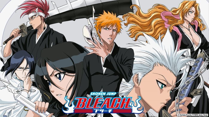 Bleach characters Ichigo Kurosaki, Renji Abarai, Rangiku Matsumoto, Rukia Kuchiki, Tōshirō Hitsugaya