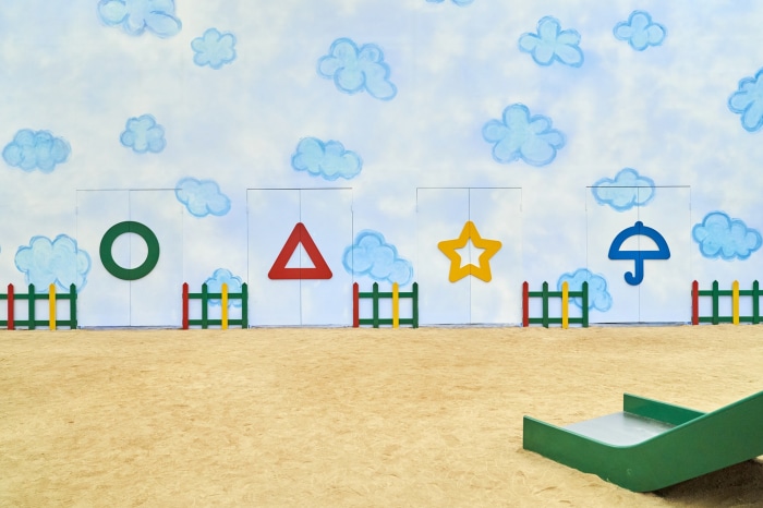 Squid Game shapes on a playground