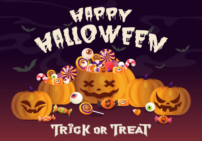 Happy Halloween Jack-O-Lanterns and Candy