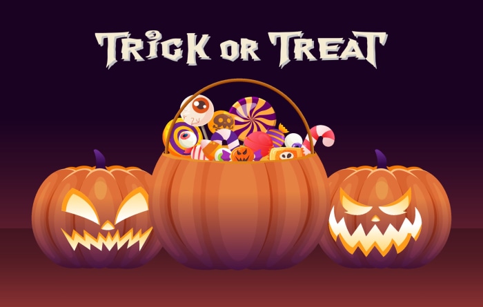 Halloween Trick or Treat Jack-O-Lanterns and Candy Basket