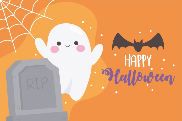 Happy Halloween Ghost and Tombstone
