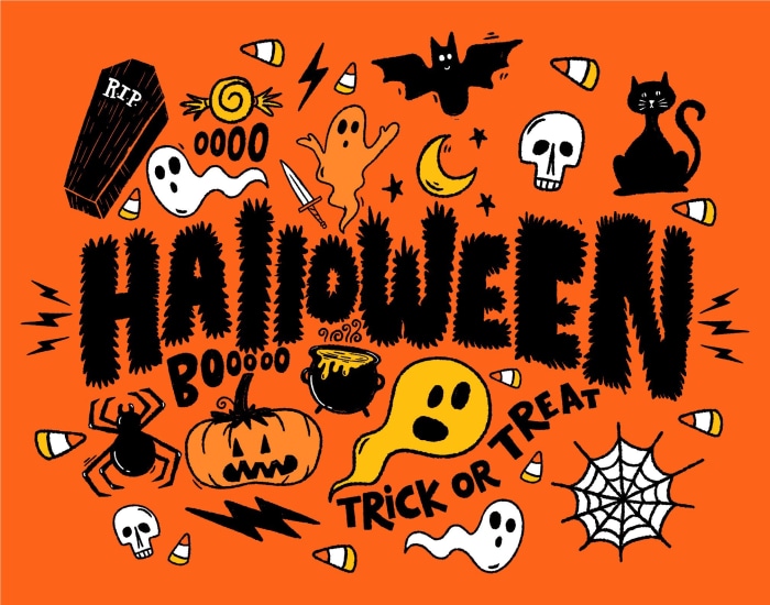 Halloween illustrations with spooky elements