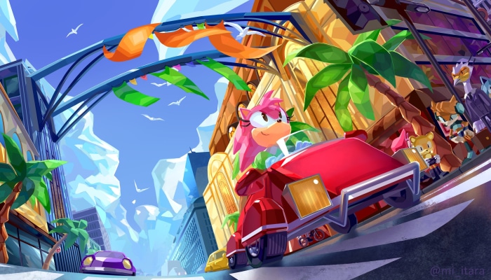 Amy Rose and friends racing in Sonic R