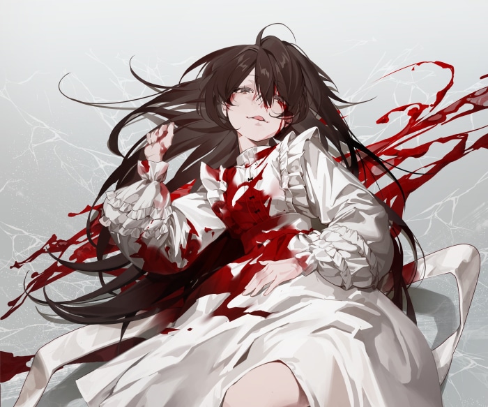 Girl in bloody white dress