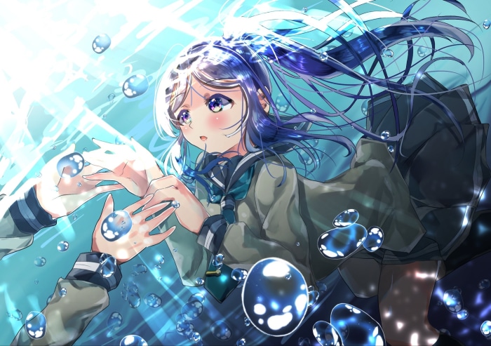 Kanan Matsuura from Love Live! Sunshine!! underwater