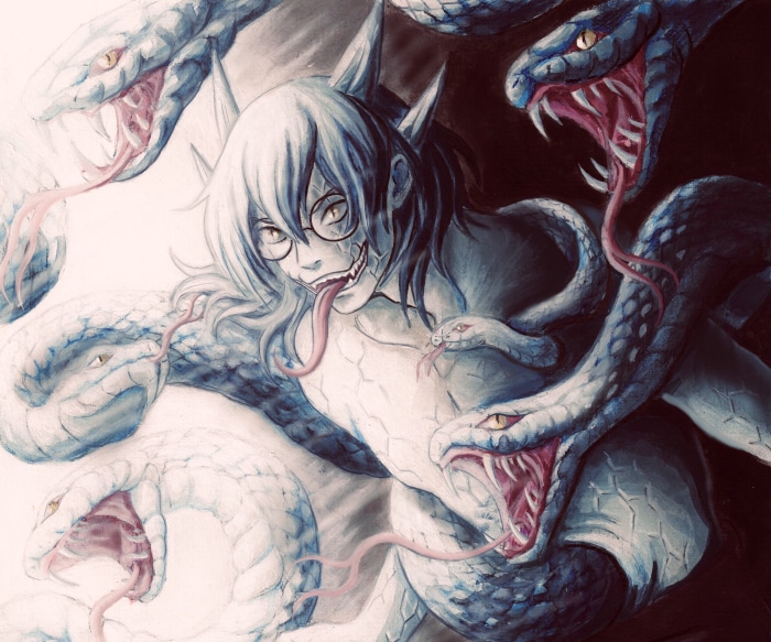 Kabuto Yakushi from Naruto in Sage Mode with snakes