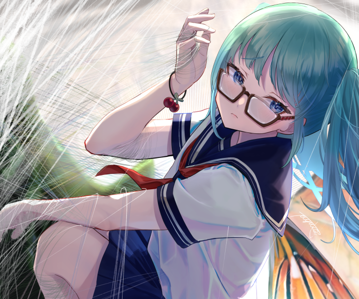 Hatsune Miku in School Uniform with Butterfly Wings