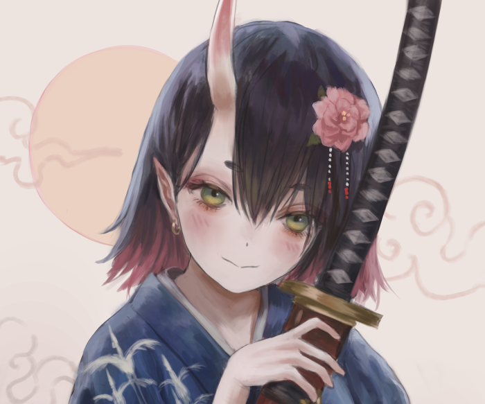 Anime girl with horn and katana