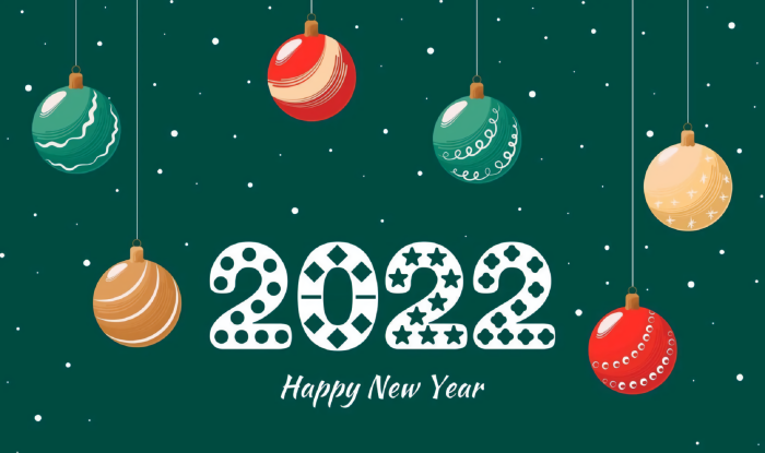 Happy New Year 2022 with Ornaments