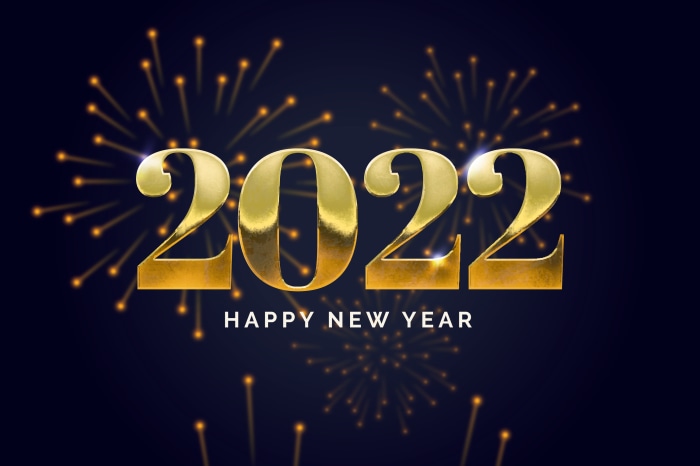 Happy New Year 2022 with Fireworks