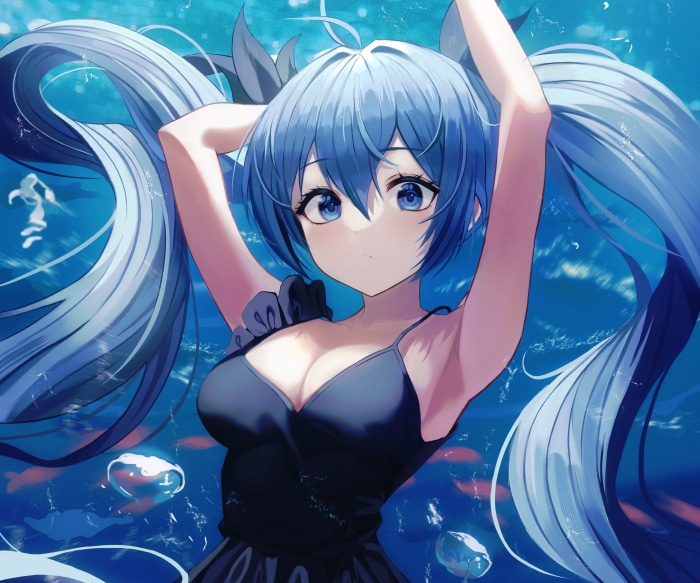 Hatsune Miku from Vocaloid underwater
