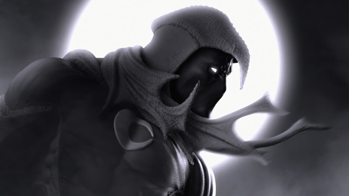Moon Knight in front of the moon