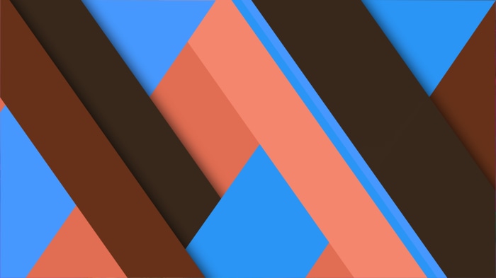Abstract Geometric Pattern with Brown, Blue, and Coral Lines