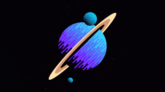 Sci Fi Planet with Rings and Moons 4K