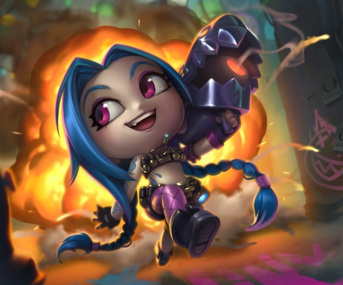 Chibi Jinx from League of Legends with Fishbones