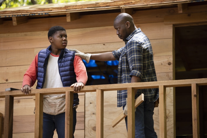 Cedric Joe and Malcolm Barrett on a treehouse