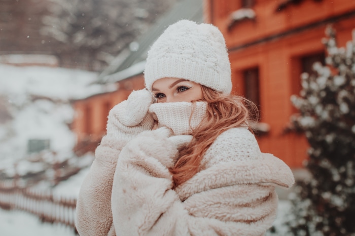 Woman in winter hat and coat