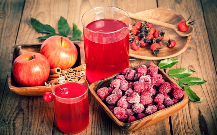 Still Life with Apples, Berries, and Juice