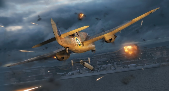 Bristol Beaufort bomber attacking a ship