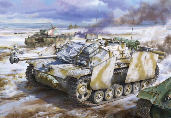 German StuG III and Panther tanks in winter combat