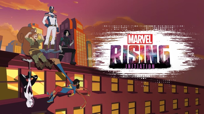 Marvel Rising Initiation characters on a rooftop
