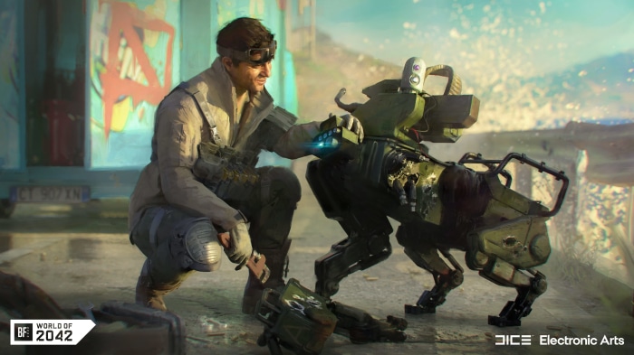 Soldier with robot dog in Battlefield 2042 4K