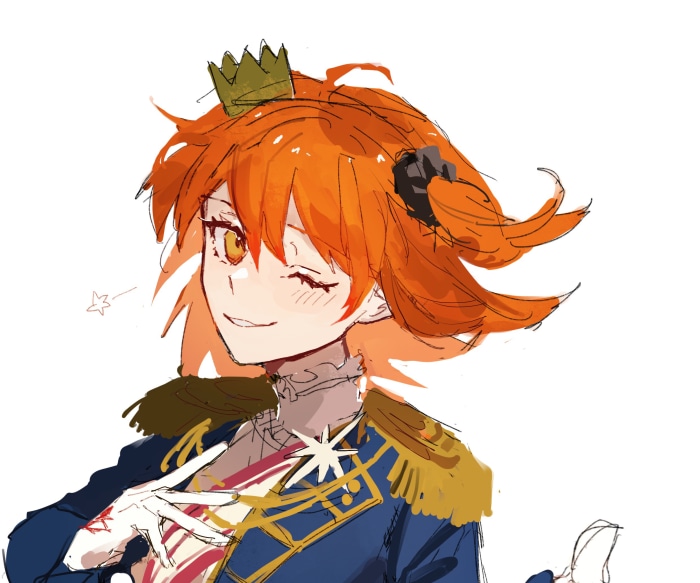 Gudako from Fate/Grand Order with a crown