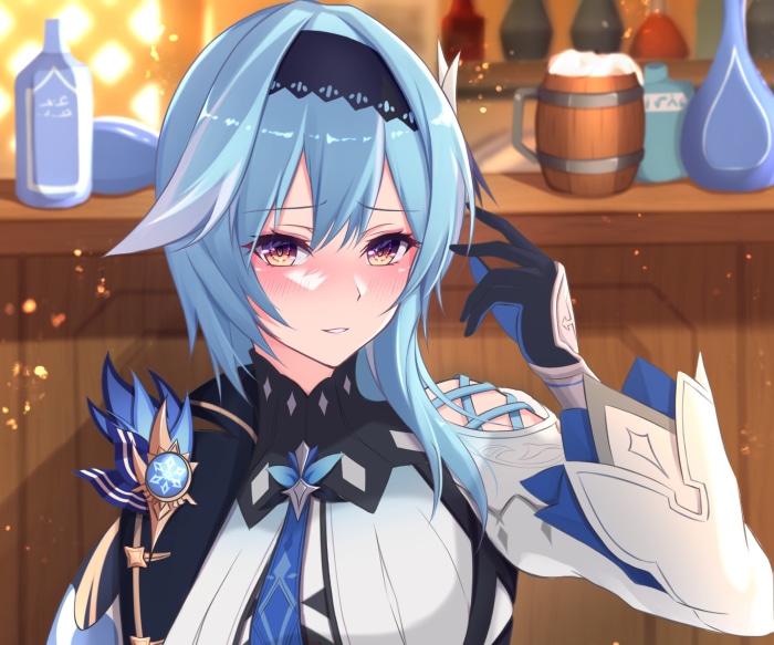 Eula from Genshin Impact in a bar