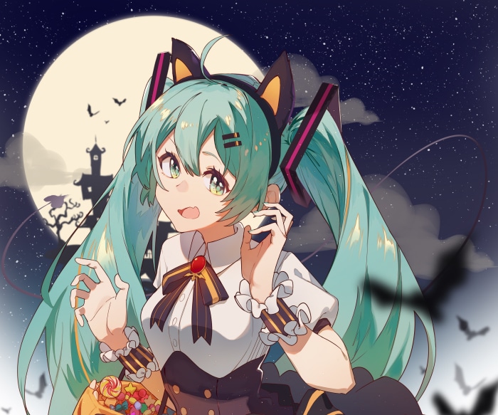 Hatsune Miku from Vocaloid in Halloween costume
