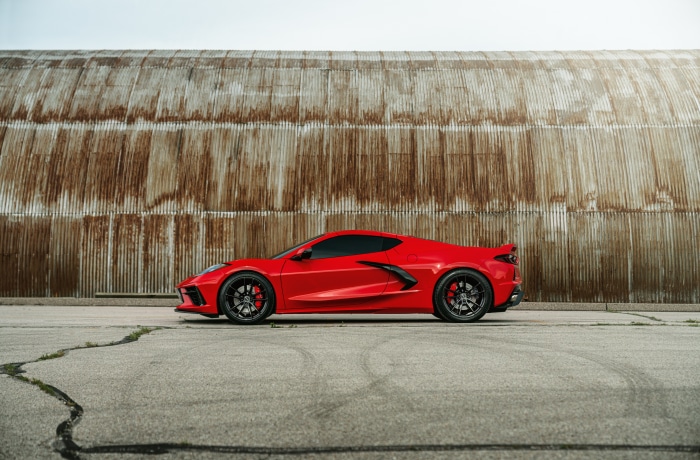 Red Corvette C8 with Velgen Wheels